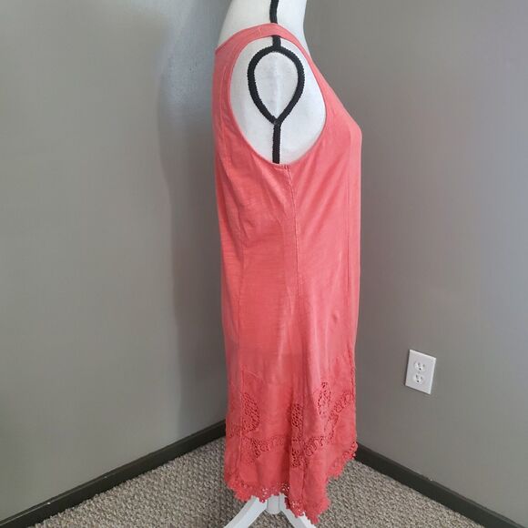 Garnet Hill Dress Women's Size Small Rust Orange Sleeveless Embroidered Cotton - Picture 2 of 11